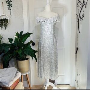 Vintage Scott McClintock Lace Off-Shoulder Midi Dress